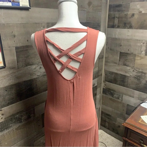 Maurice’s 24/7 dark coral sundress size small very stretchy has pockets - Picture 2 of 7